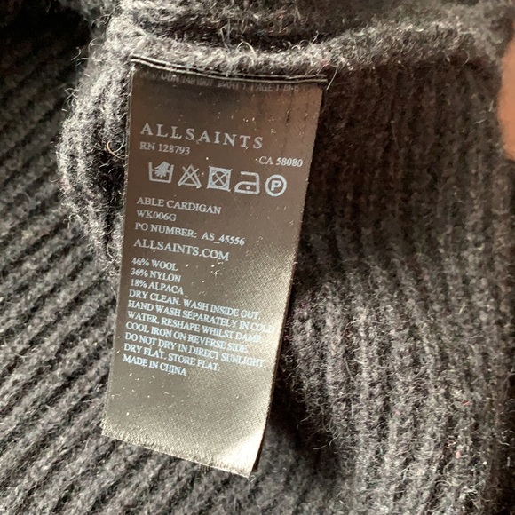 All Saints Knit Rib Oversized Assymmetrical Cardi - Picture 12 of 14